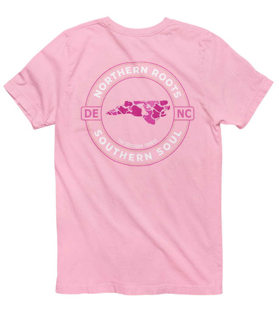 North Carolina with Delaware Roots Pink Camo Tee