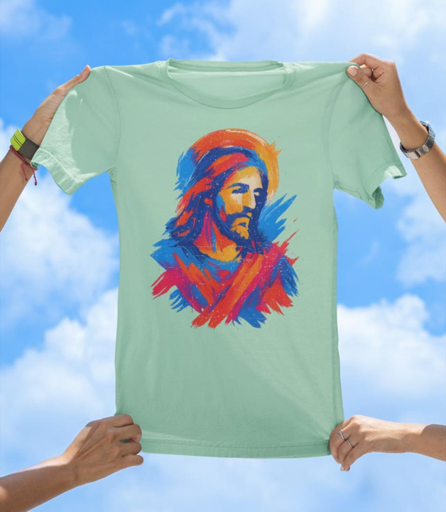 Jesus Brush Art T-Shirt | Vibrant Christian Graphic Tee