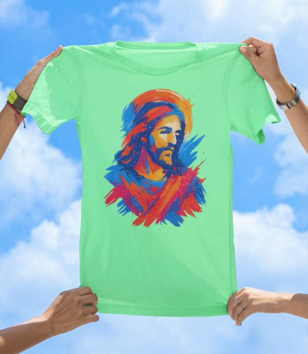 Jesus Brush Art T-Shirt | Vibrant Christian Graphic Tee