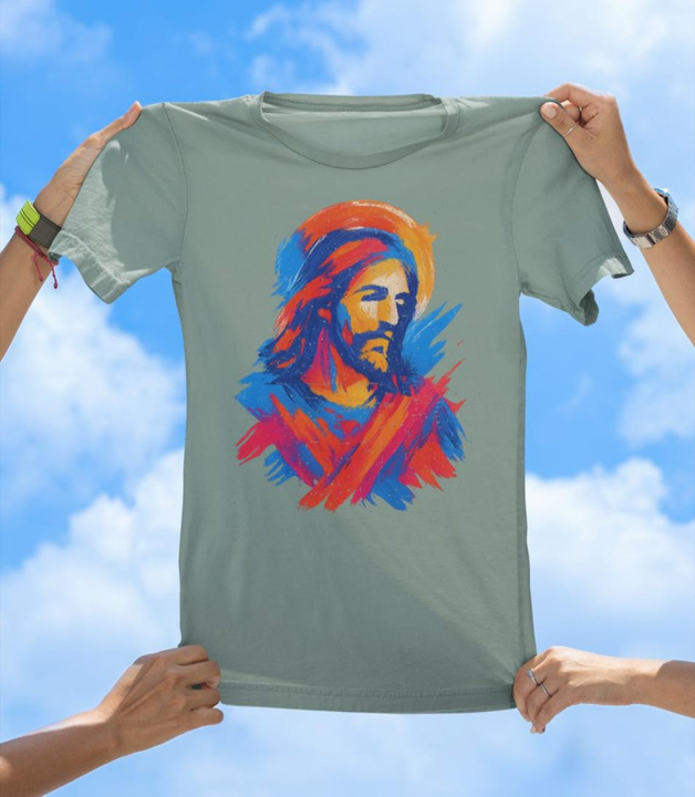 Jesus Brush Art T-Shirt | Vibrant Christian Graphic Tee
