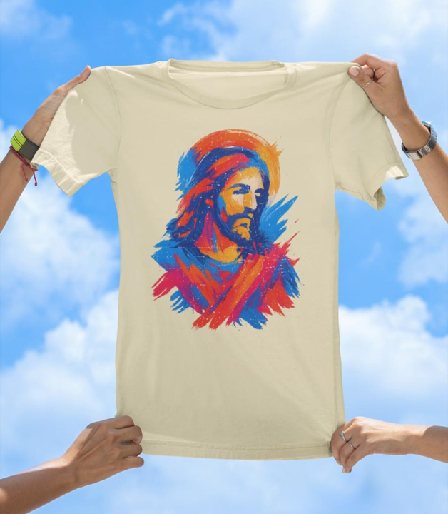 Jesus Brush Art T-Shirt | Vibrant Christian Graphic Tee