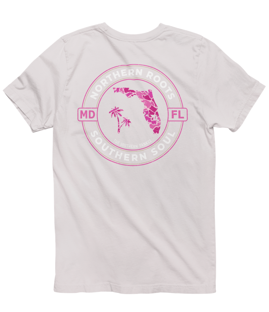 Florida with Maryland Roots Pink Camo Tee