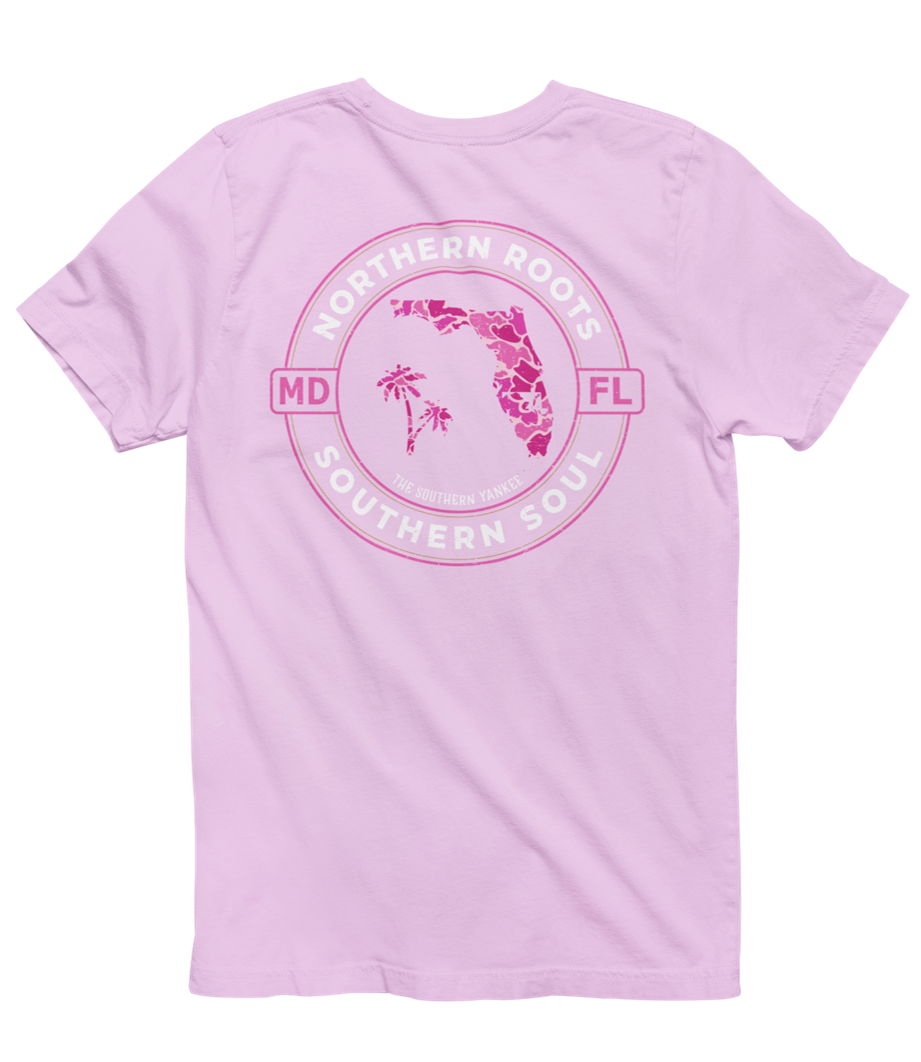Florida with Maryland Roots Pink Camo Tee