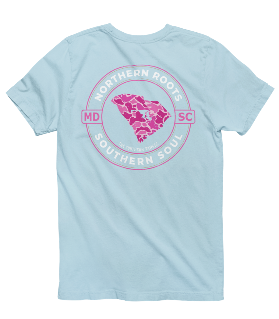 South Carolina with Maryland Roots Pink Camo Tee - The Southern Yankee