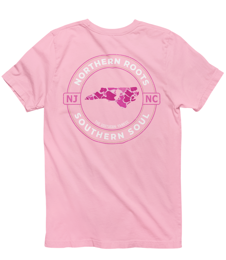 North Carolina with New Jersey Roots Pink Camo Tee