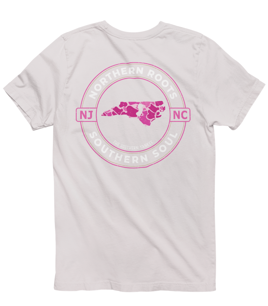 North Carolina with New Jersey Roots Pink Camo Tee