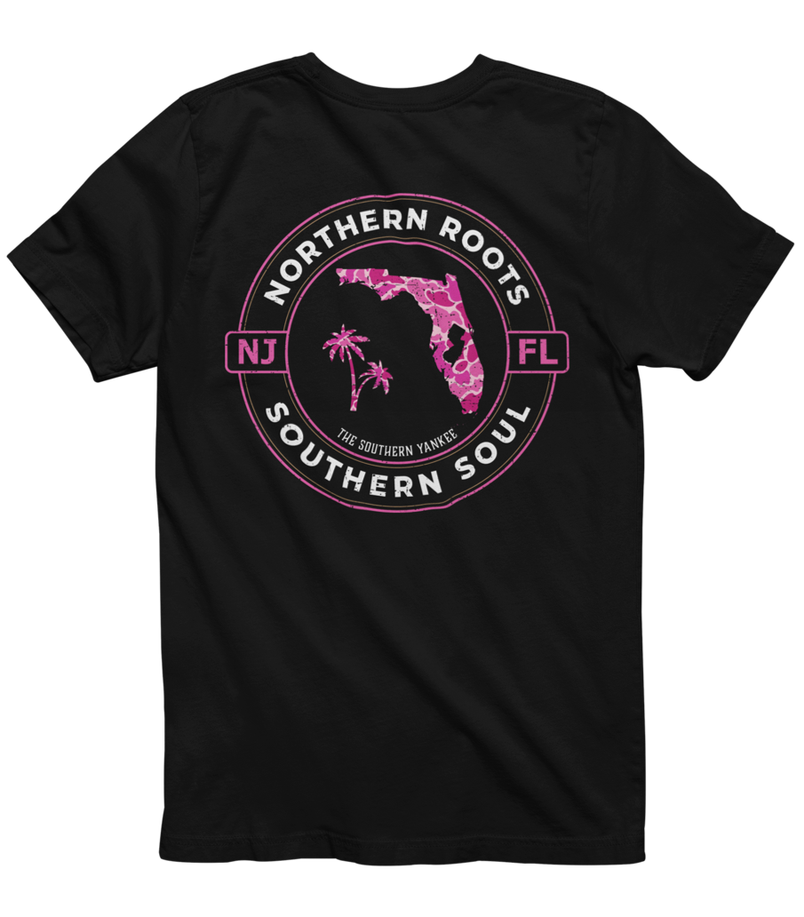 Florida with New Jersey Roots Pink Camo Tee