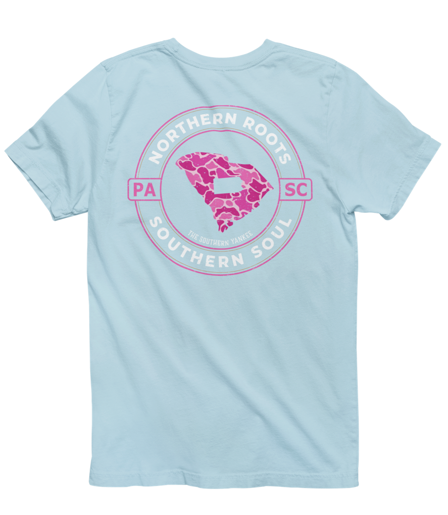 South Carolina with Pennsylvania Roots Pink Camo Tee - The Southern Yankee