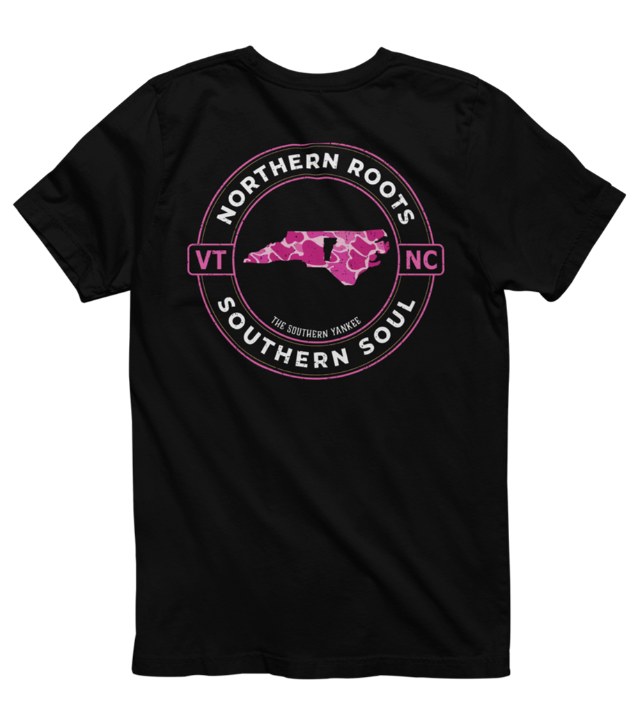 North Carolina with Vermont Roots Pink Camo Tee