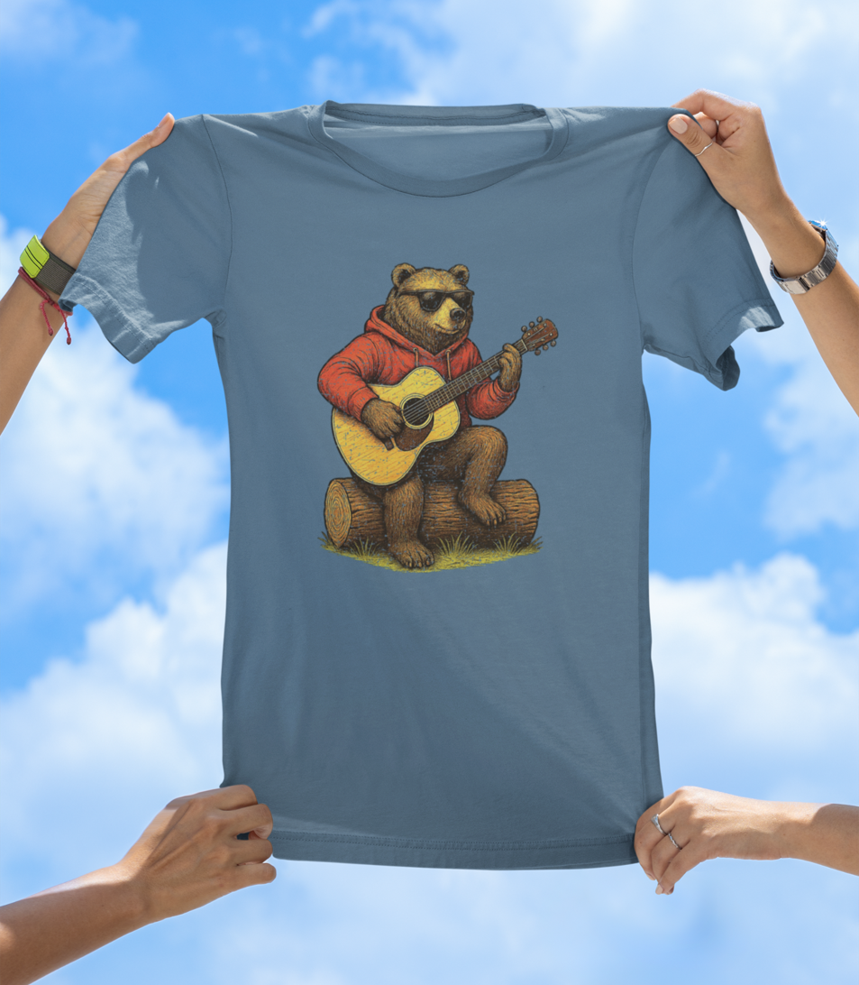 Bear Playing Guitar T-Shirt | Cool Hand-Drawn Animal Music Tee - The Southern Yankee