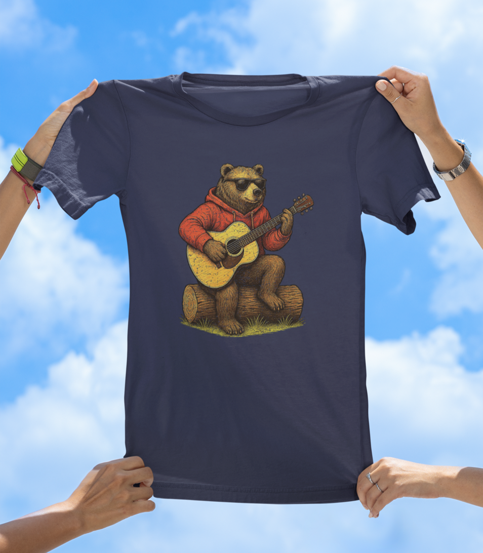 Bear Playing Guitar T-Shirt | Cool Hand-Drawn Animal Music Tee - The Southern Yankee