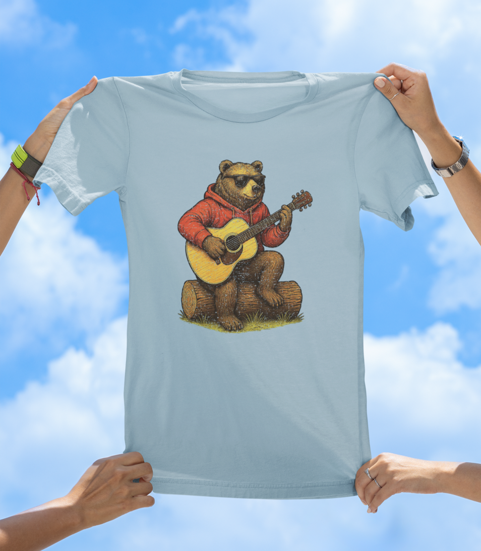 Bear Playing Guitar T-Shirt | Cool Hand-Drawn Animal Music Tee - The Southern Yankee