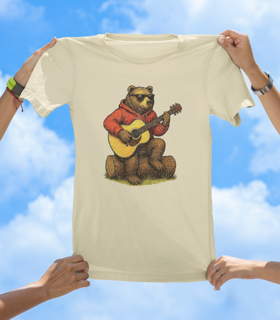 Bear Playing Guitar T-Shirt | Cool Hand-Drawn Animal Music Tee - The Southern Yankee