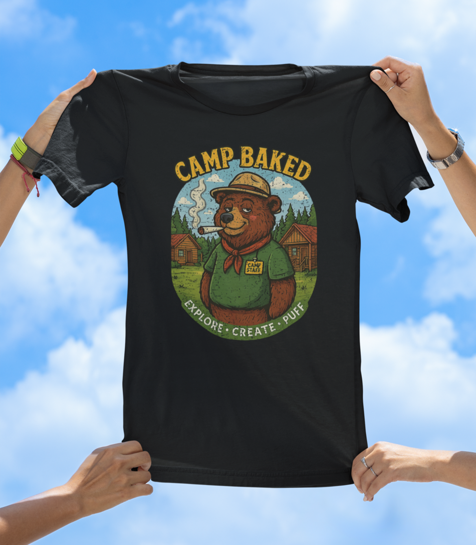 Camp Baked T-Shirt – Explore. Create. Puff.