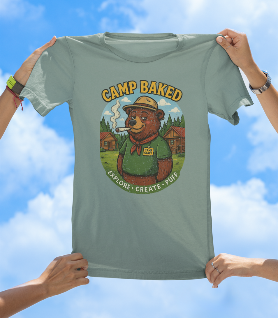 Camp Baked T-Shirt – Explore. Create. Puff.