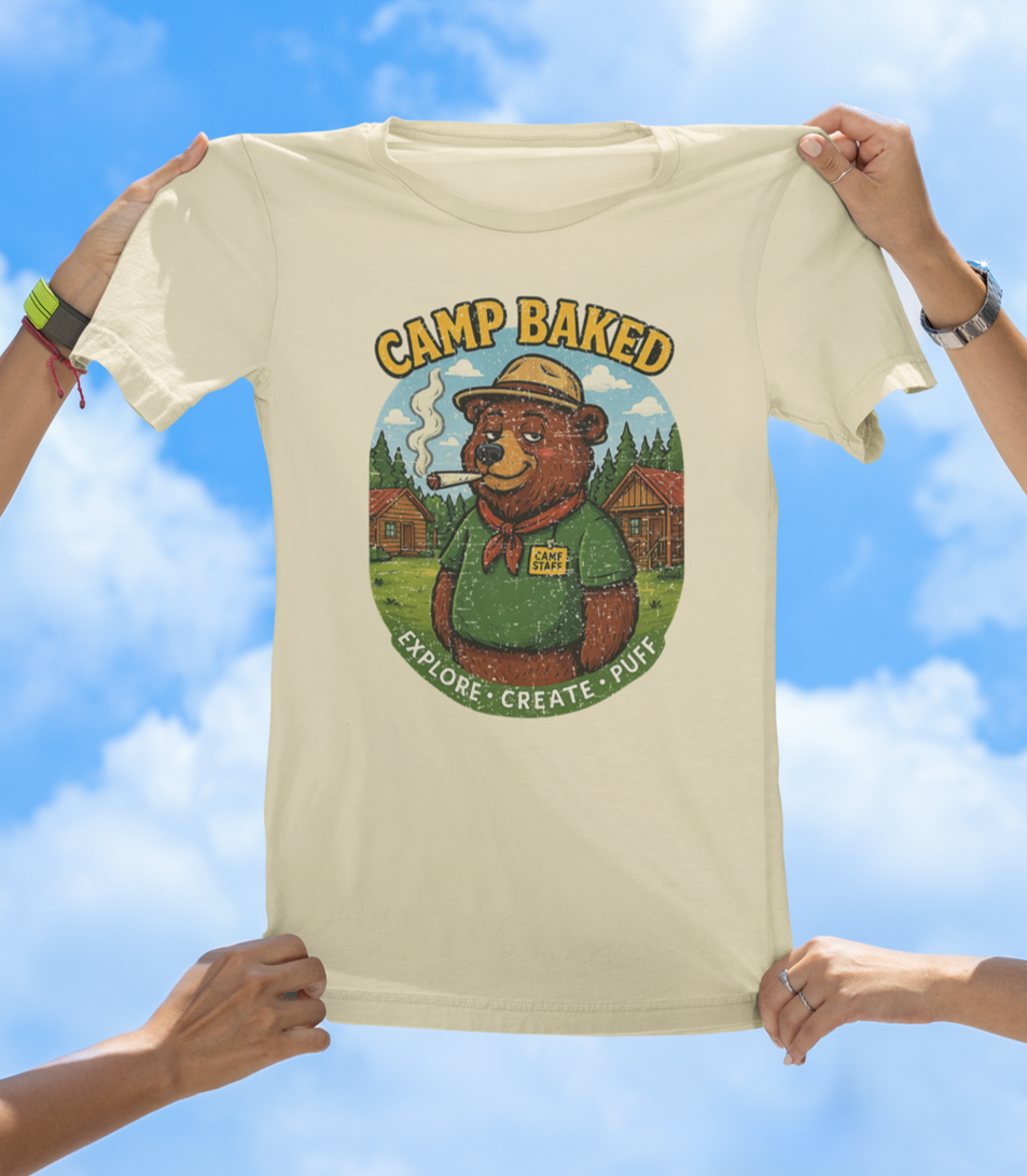 Camp Baked T-Shirt – Explore. Create. Puff.