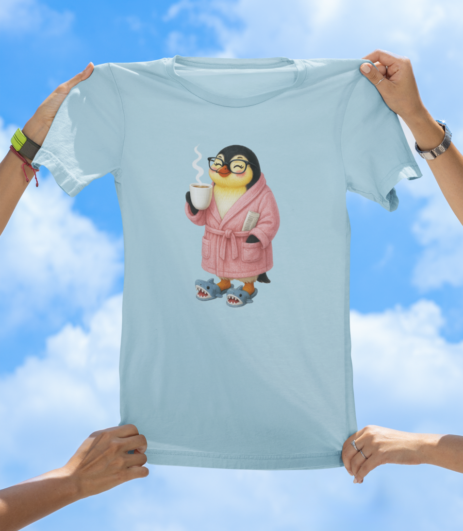 Coffee Penguin T-Shirt | Cute Morning Vibes Tee