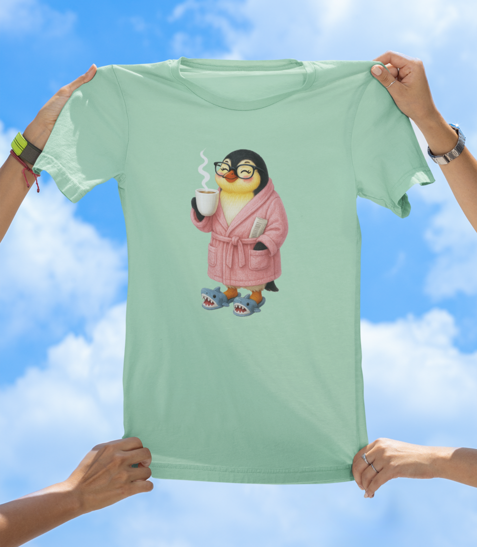 Coffee Penguin T-Shirt | Cute Morning Vibes Tee