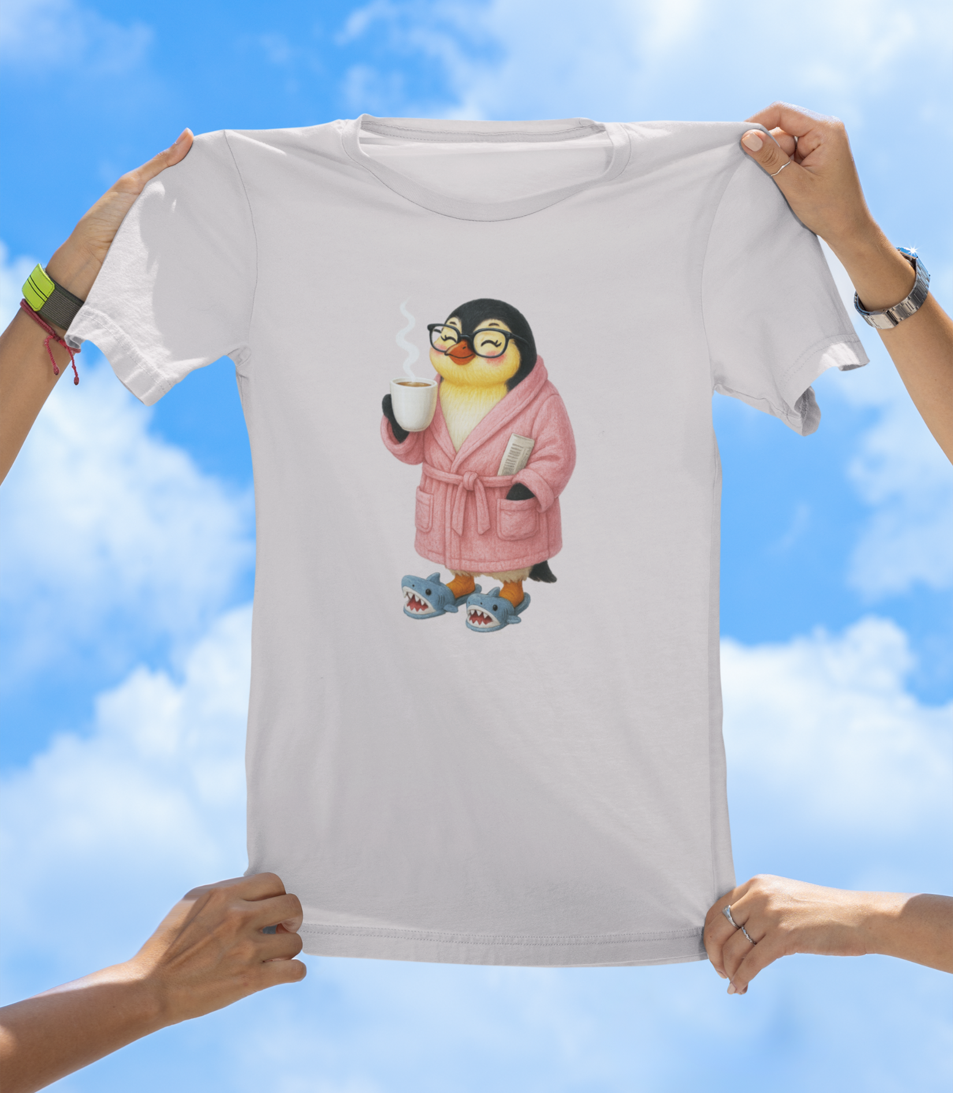 Coffee Penguin T-Shirt | Cute Morning Vibes Tee
