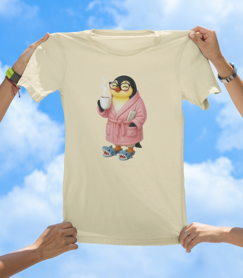 Coffee Penguin T-Shirt | Cute Morning Vibes Tee