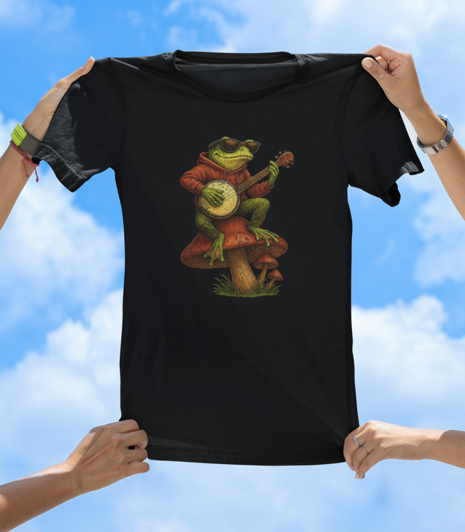 Frog Playing Banjo T-Shirt | Hand-Drawn Amphibian Music Tee - The Southern Yankee