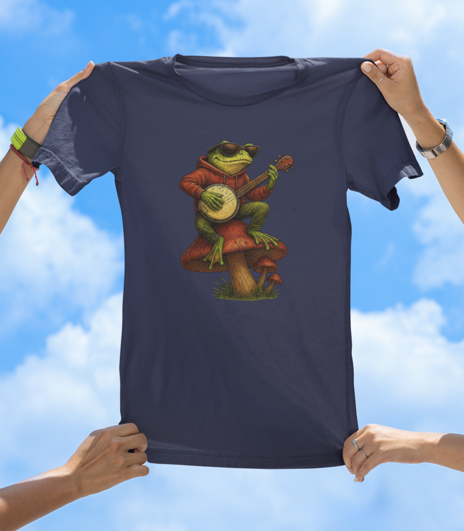 Frog Playing Banjo T-Shirt | Hand-Drawn Amphibian Music Tee - The Southern Yankee