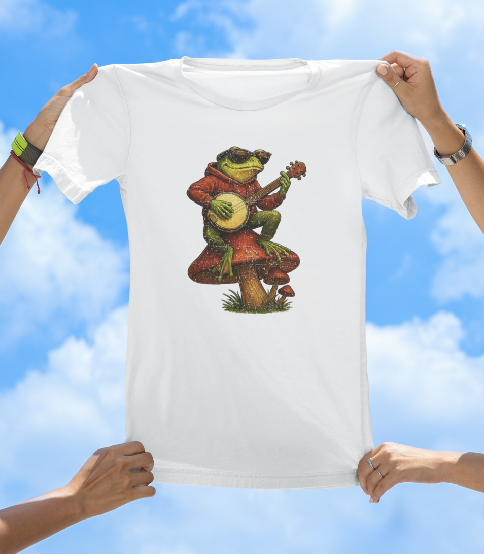 Frog Playing Banjo T-Shirt | Hand-Drawn Amphibian Music Tee - The Southern Yankee