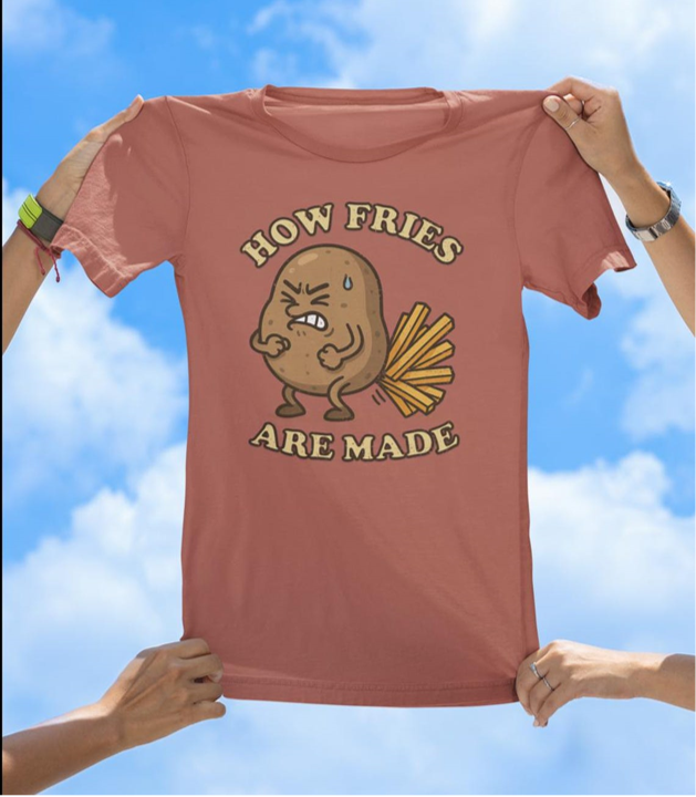 How Fries Are Made T-Shirt | Funny Potato Cartoon Tee