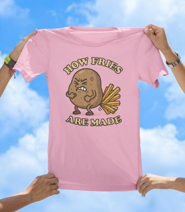 How Fries Are Made T-Shirt | Funny Potato Cartoon Tee