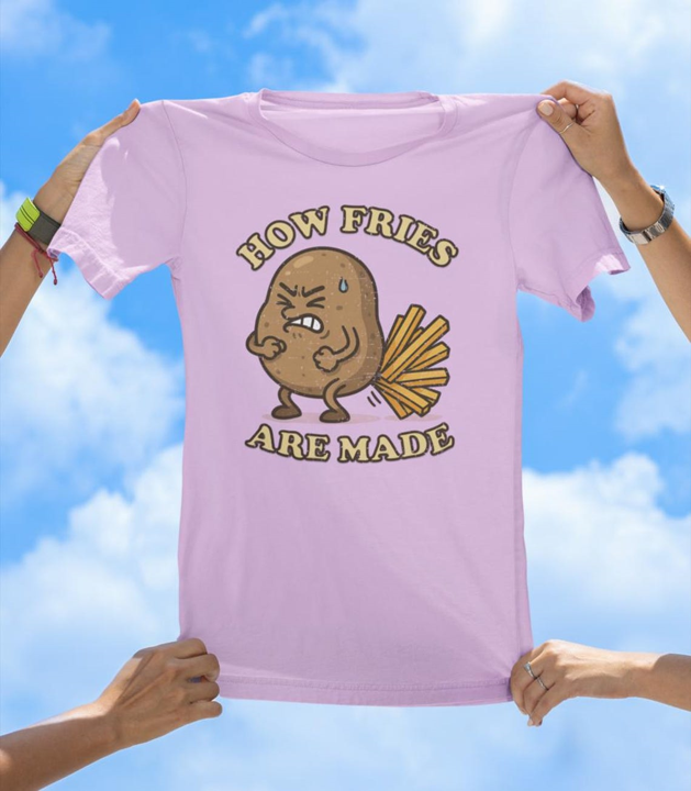 How Fries Are Made T-Shirt | Funny Potato Cartoon Tee