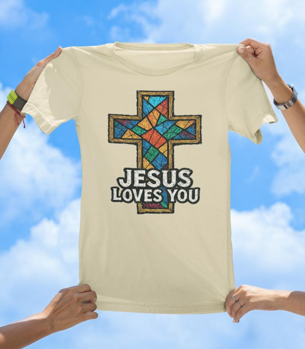 Stained Glass Cross T-Shirt | Inspirational Christian Faith Tee - The Southern Yankee