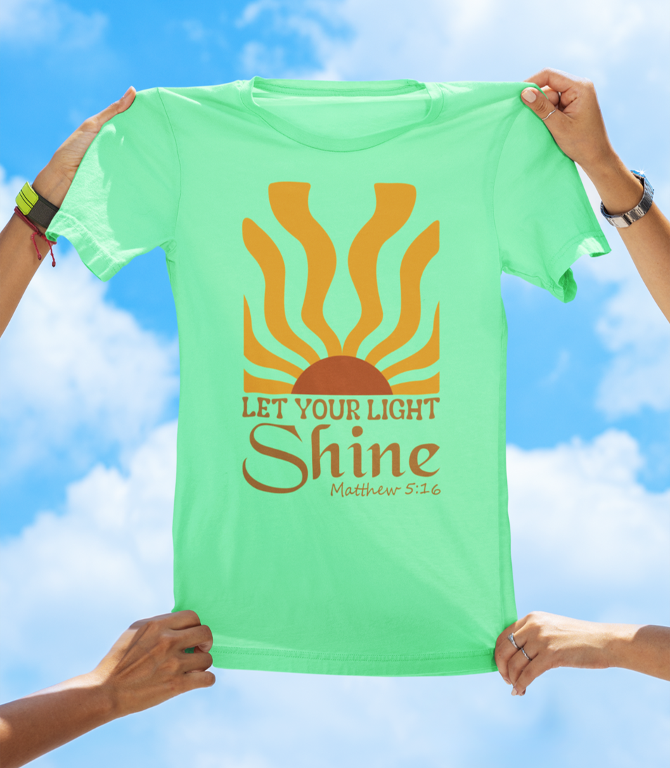 Let Your Light Shine – Matthew 5:16 | BOHO Floral Faith Graphic Tee