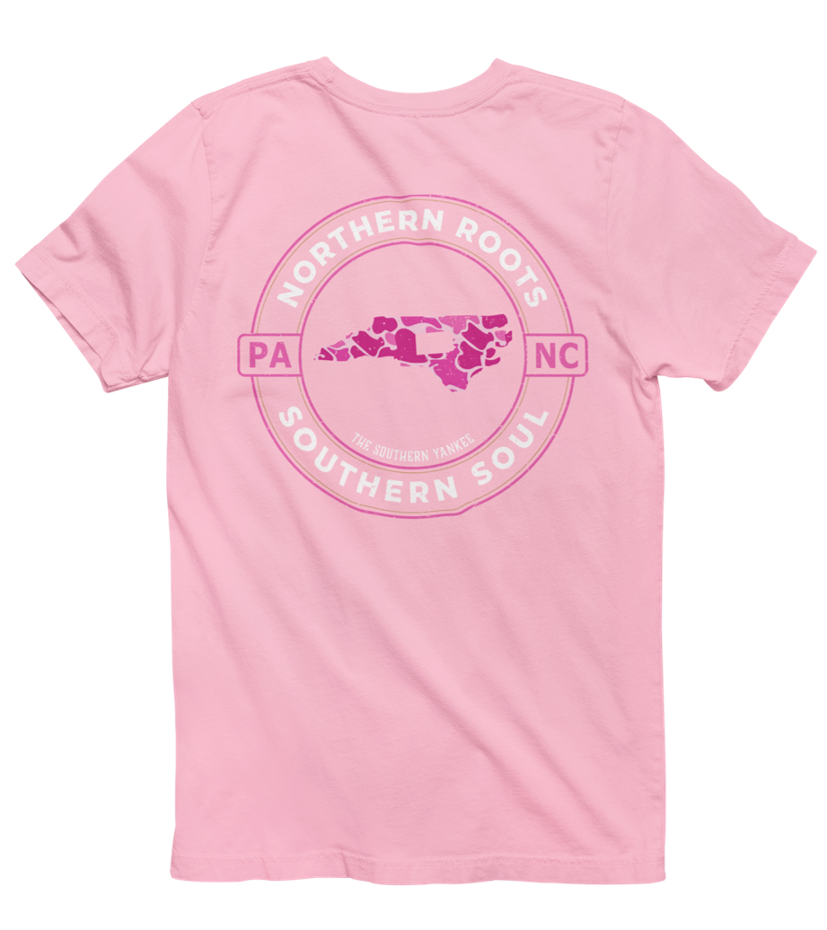 North Carolina with Pennsylvania Roots Pink Camo Tee