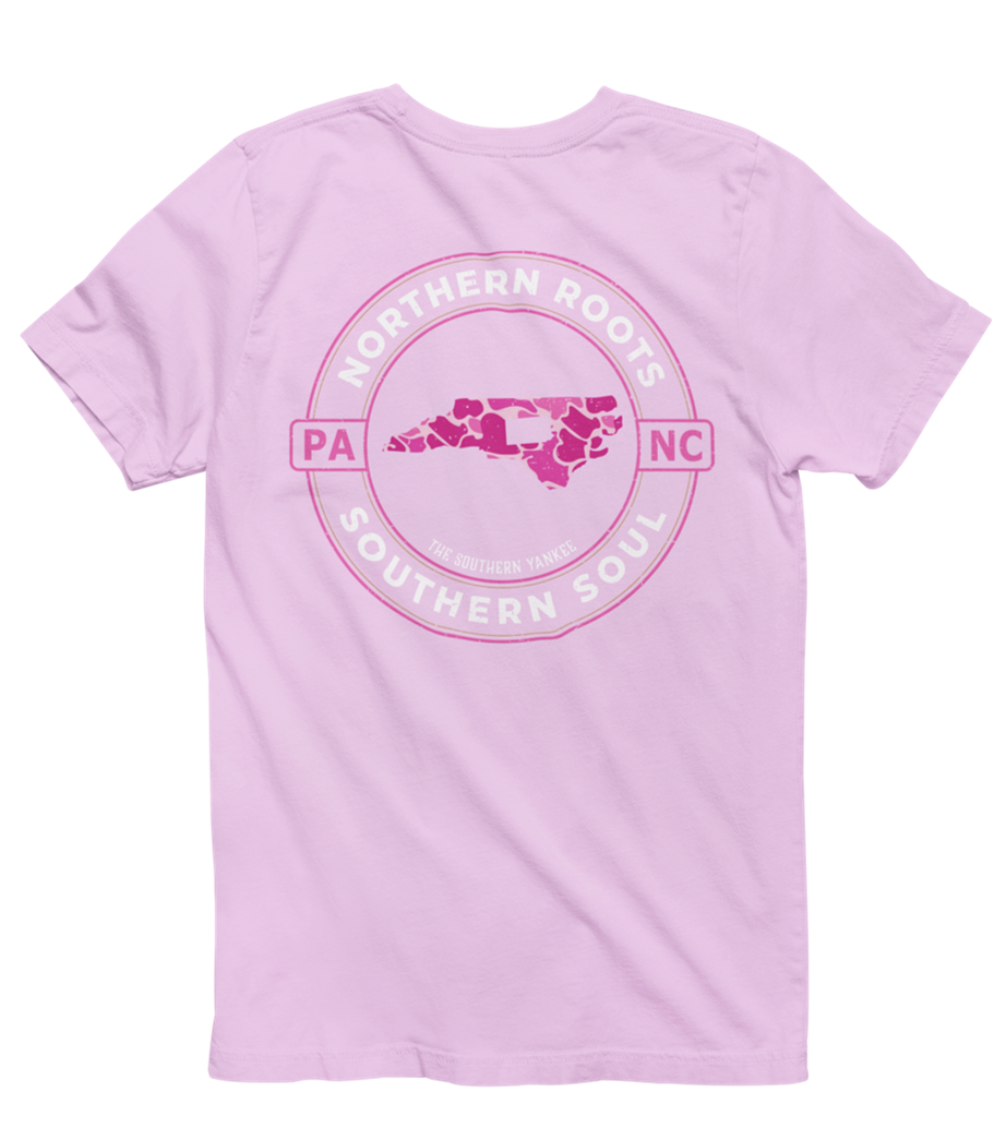 North Carolina with Pennsylvania Roots Pink Camo Tee