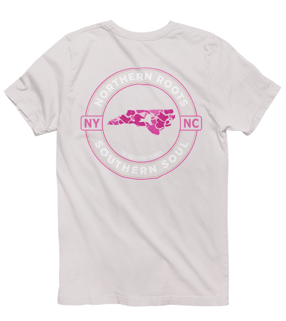North Carolina with New York Roots Pink Camo Tee - The Southern Yankee