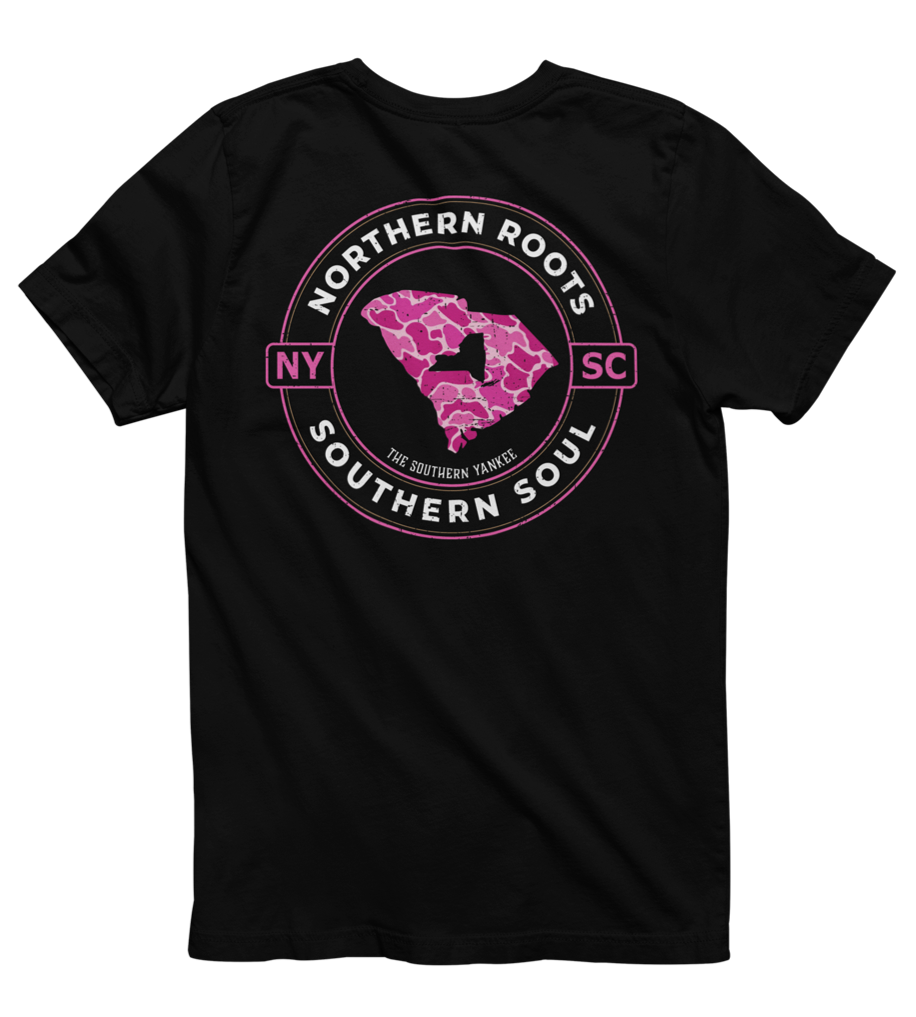 South Carolina with New York Roots Pink Camo Tee