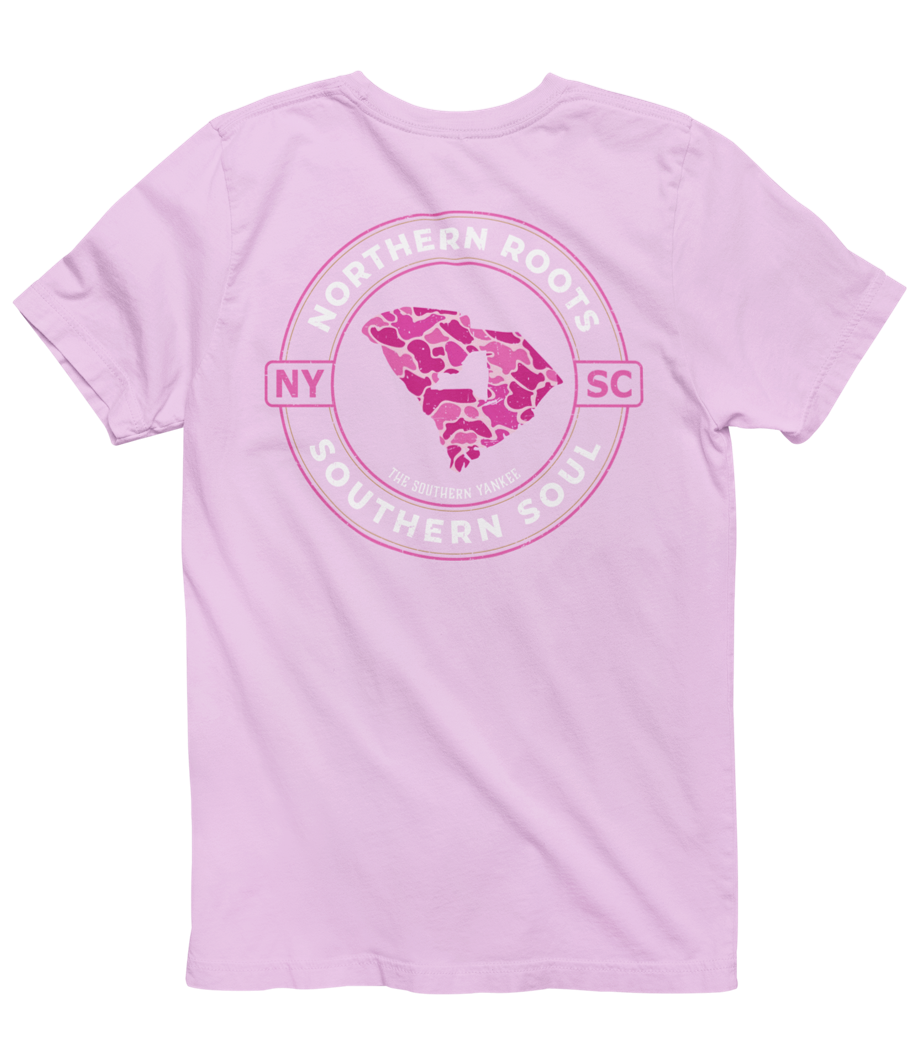 South Carolina with New York Roots Pink Camo Tee