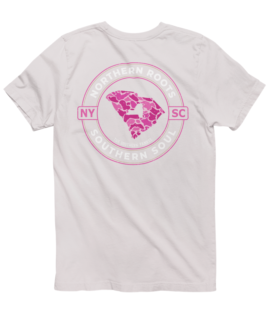 South Carolina with New York Roots Pink Camo Tee