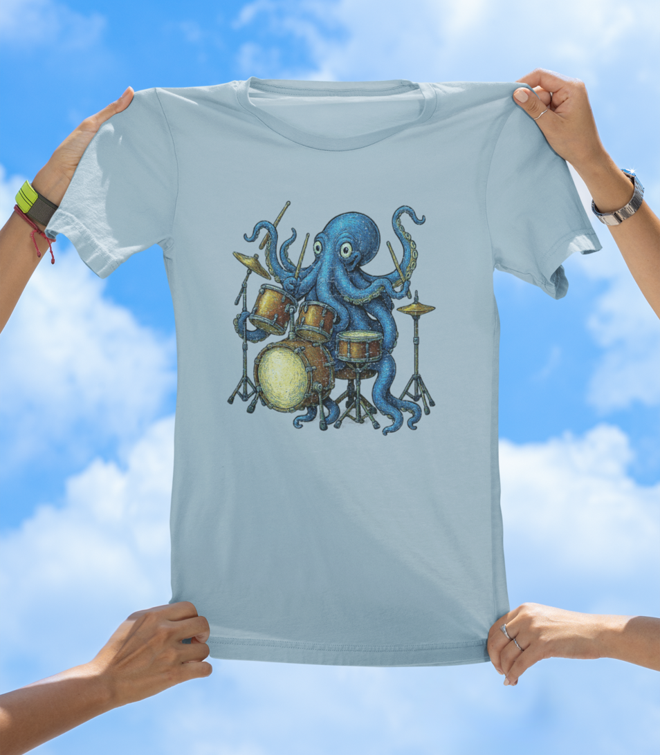 Octopus Art Drummer T-Shirt | Vintage-Style Sea Creature Music Tee - The Southern Yankee
