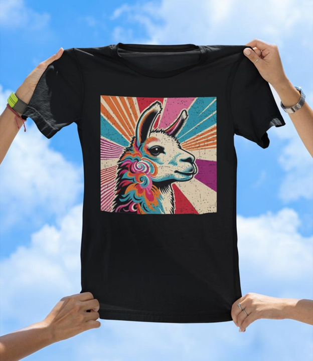 Retro Llama T-Shirt | Colorful 70s Vintage Llama Graphic Tee