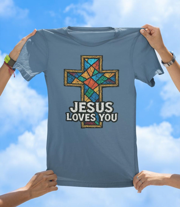 Stained Glass Cross T-Shirt | Inspirational Christian Faith Tee