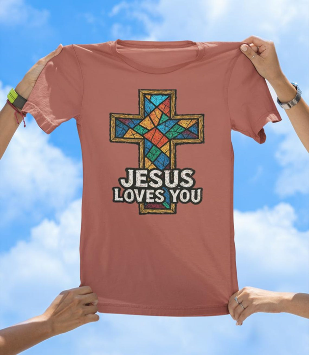 Stained Glass Cross T-Shirt | Inspirational Christian Faith Tee