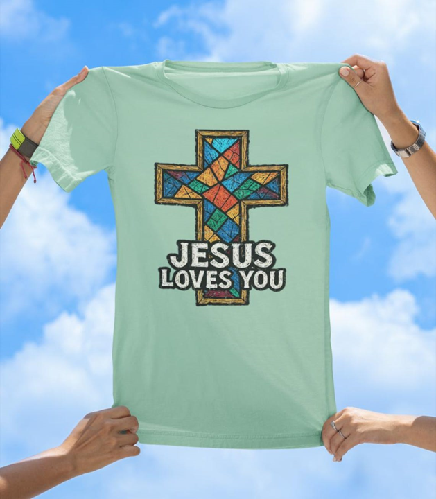 Stained Glass Cross T-Shirt | Inspirational Christian Faith Tee