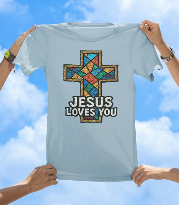 Stained Glass Cross T-Shirt | Inspirational Christian Faith Tee