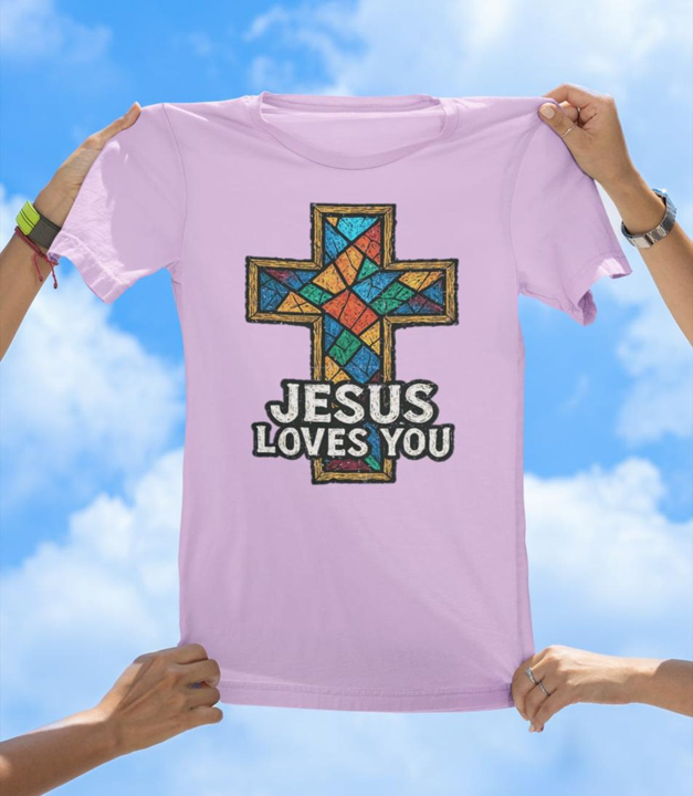 Stained Glass Cross T-Shirt | Inspirational Christian Faith Tee