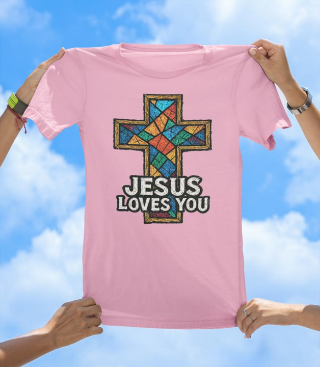 Stained Glass Cross T-Shirt | Inspirational Christian Faith Tee