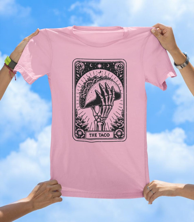 The Taco T-Shirt | Skeleton Hand Tarot Card Taco Lover Graphic Tee