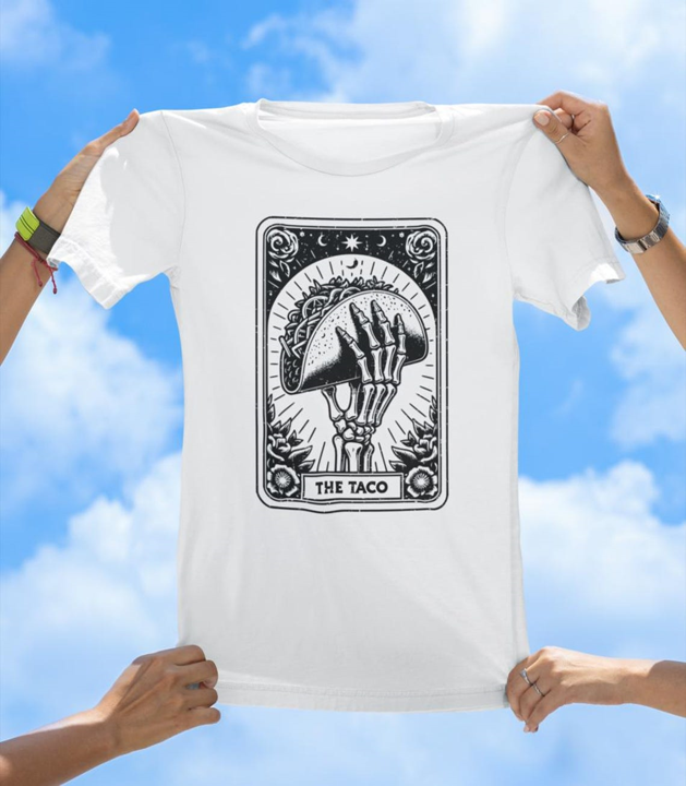 The Taco T-Shirt | Skeleton Hand Tarot Card Taco Lover Graphic Tee