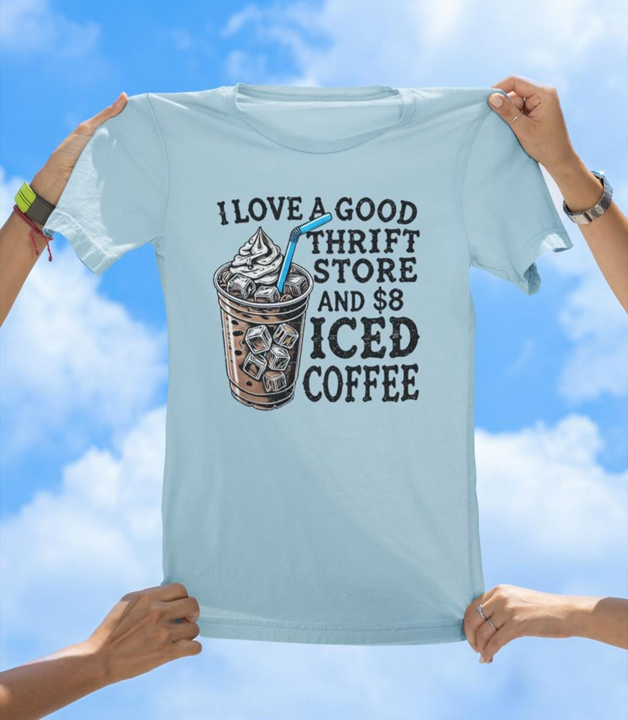 Thrift & Coffee T-Shirt | Funny Vintage Shopping and Coffee Lover Tee