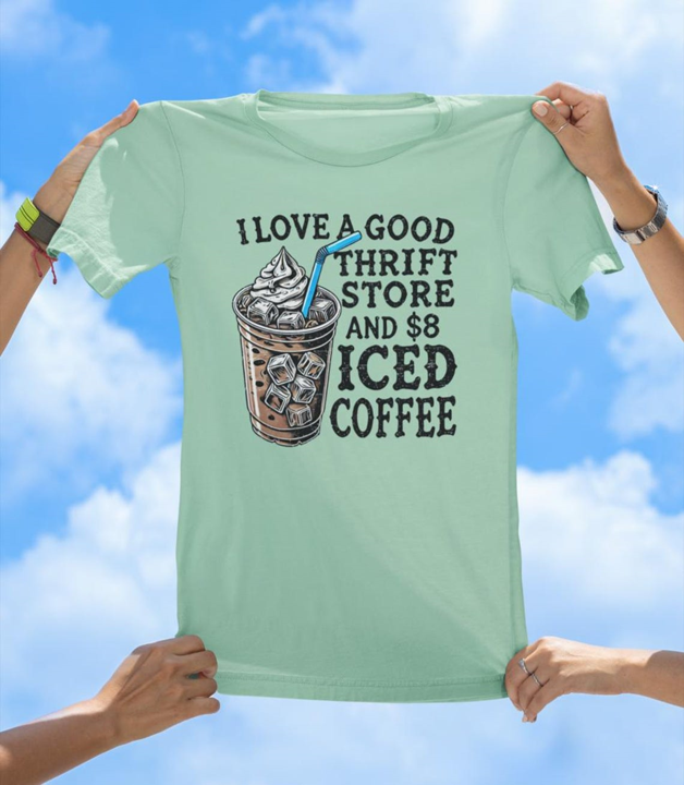 Thrift & Coffee T-Shirt | Funny Vintage Shopping and Coffee Lover Tee